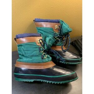 Vintage Colorado Navy Green Color Block Snow Duck Boots Women's Size‎ 7